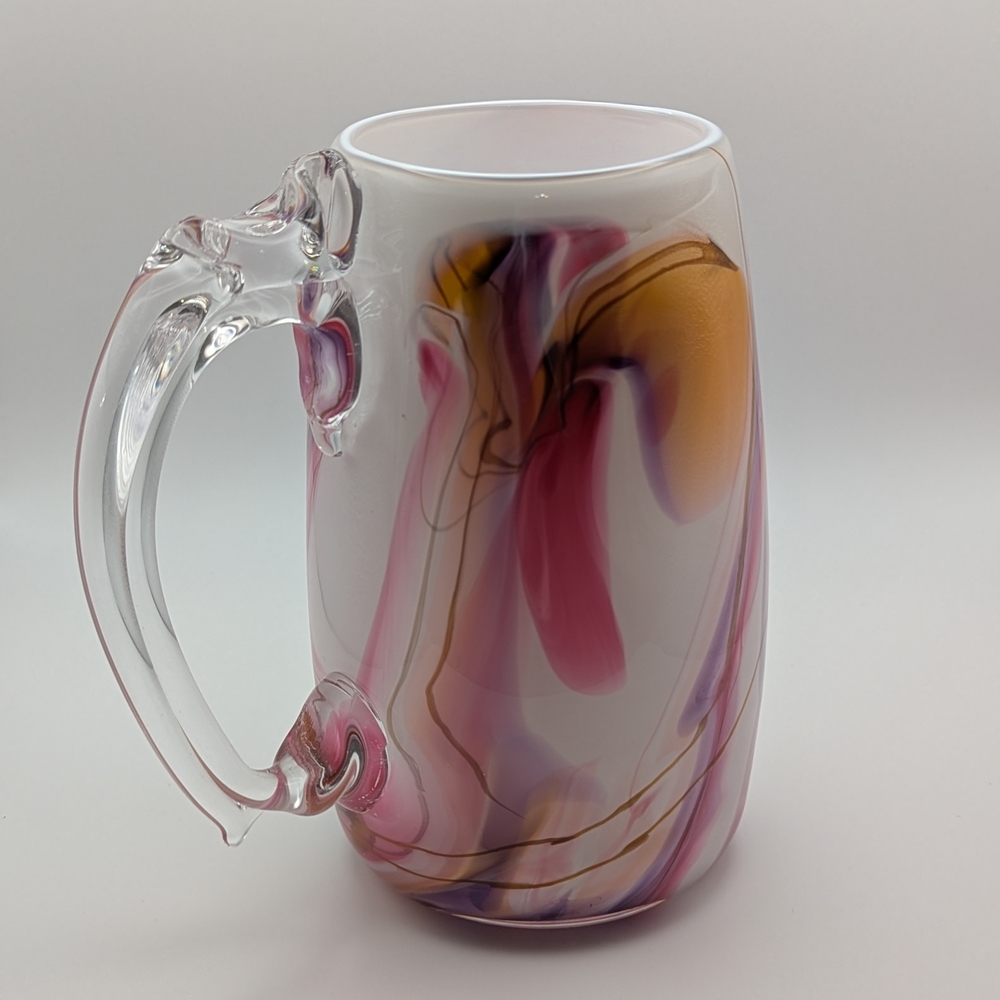 ANDRES CHAPMAN Hand Blown Art Glass Handled Mug